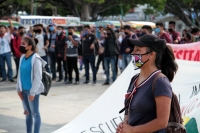 Miércoles 12 de agosto del 2020. Los estudiantes de la escuela Normal Intercultural Bilingüe Jacinto Canek continúan con las jornadas de protestas en la capital del estado de Chiapas