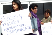 Miércoles 13 de febrero del 2019. Tuxtla Gutiérrez. Organizaciones feministas se unen a las protestas en las Instalaciones del Poder Judicial del Estado de Chiapas por la liberación de feminicidas en este estado del sureste de México.