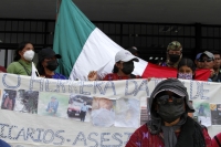 20211026. Tuxtla G. Las comunidades que conforman el grupo El Machete de Pantelho protestan en plant�n este medio d�a en la capital del estado de Chiapas.