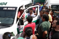 Martes 12 de marzo del 2019. Tuxtla Gutiérrez. Gritos y empujones entre conductores de las diferentes líneas colectivas para pelear el control de la ruta del libramiento norte.