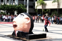 Martes 6 de agosto del 2019. Tuxtla Gutiérrez. Estudiantes normalistas de Chiapas protestan este medio día después d marchar en el poniente de la ciudad.