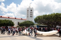 Martes 6 de agosto del 2019. Tuxtla Gutiérrez. Estudiantes normalistas de Chiapas protestan este medio día después d marchar en el poniente de la ciudad.