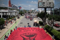 Jueves 6 de agosto del 2020. Txutla Gutiérrez, La manifestación de la Escuela Normal Rural Mactumatza este medio día en la capital del estado de Chiapas