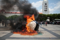 Jueves 6 de agosto del 2020. Txutla Gutiérrez, La manifestación de la Escuela Normal Rural Mactumatza este medio día en la capital del estado de Chiapas