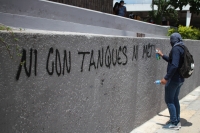 Jueves 6 de agosto del 2020. Txutla Gutiérrez, La manifestación de la Escuela Normal Rural Mactumatza este medio día en la capital del estado de Chiapas