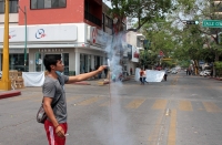 Miércoles 15 de abril del 2020. Tuxtla Gutiérrez. Continúan las protestas de los maestros idóneos en el cruce de la Calle y Avenida Central durante este medio día.