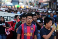 Miércoles 26 de abril del 2017. Tuxtla Gutiérrez. Estudiantes normalistas encabezan la movilización de esta tarde con lo que se prepara el escenario para las jornadas de lucha social y magisterial en Chiapas.