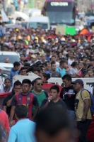 Miércoles 26 de abril del 2017. Tuxtla Gutiérrez. Estudiantes normalistas encabezan la movilización de esta tarde con lo que se prepara el escenario para las jornadas de lucha social y magisterial en Chiapas.
