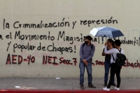 Viernes 27 de noviembre del 2020. Tuxtla Gutiérrez. Durante la manifestación de las organizaciones magisteriales de Chiapas