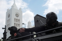 20231114. Tuxtla. Presencia policiaca durante las manifestaciones de normalistas en Chiapas