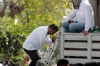 Domingo 28 de enero del 2018. Tuxtla Gutiérrez. Eduardo Ramí­rez Aguilar, quien busca una candidatura para gobernar el estado encabeza su mitin polí­tico esta mañana en el oriente de la ciudad.