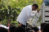 Domingo 28 de enero del 2018. Tuxtla Gutiérrez. Eduardo Ramí­rez Aguilar, quien busca una candidatura para gobernar el estado encabeza su mitin polí­tico esta mañana en el oriente de la ciudad.