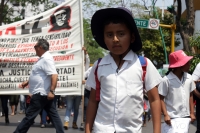 Lunes 4 de abril del 2019. Tuxtla Gutiérrez. El contingente de madres y niños perteneciente al MOCRI llega a la Plaza Central donde se manifiestan en contra de los desalojos de los asentamientos de esta organización social