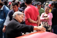 Domingo 20 de enero del 2019. Tuxtla Gutiérrez. Militantes de la Mocri Cnpa Mn y de diferentes organizaciones realizan un mitin de protesta esta mañana junto a los cuerpos de los lideres Noé Pablo y José Santiago asesinados en Amatán en días pasados.