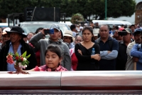 Domingo 20 de enero del 2019. Tuxtla Gutiérrez. Militantes de la Mocri Cnpa Mn y de diferentes organizaciones realizan un mitin de protesta esta mañana junto a los cuerpos de los lideres Noé Pablo y José Santiago asesinados en Amatán en días pasados.