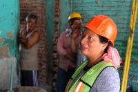 Jueves 6 de septiembre del 2018. Chiapa de Corzo. Las vecinas del Barrio Santa Elena reciben capacitación para trabajar en la albañilerí­a en casas afectadas durante el fuerte temblor del 7 de septiembre del 2017 esta localidad ubicada en la ribera del 