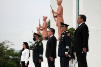 Domingo 13 de septiembre del 2020. Tuxtla Gutiérrez. Por la contingencia de salud se realiza un discreto acto solemne rememorando la batalla de Chapultepec en el Parque de Los Niños Héroes