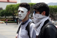 Martes 9 de abril del 2019. Tuxtla Gutiérrez. Normalistas regresan a la Plaza Central esperando que se les cumplan las demandas estudiantiles en Chiapas.