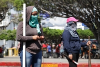 Martes 29 de enero del 2019. Tuxtla Gutiérrez. Estudiantes de la Escuela Normal Rural Larráinzar protestan este medio día en la avenida central de la ciudad.