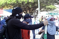 Martes 29 de enero del 2019. Tuxtla Gutiérrez. Estudiantes de la Escuela Normal Rural Larráinzar protestan este medio día en la avenida central de la ciudad.