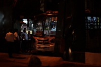 Sábado 5 de enero del 2019. Tuxtla Gutiérrez. La semana de protestas de normalistas termina con camiones en los portones de la Unidad Administrativa del Gobierno del Estado esta noche.