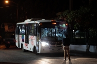 Sábado 5 de enero del 2019. Tuxtla Gutiérrez. La semana de protestas de normalistas termina con camiones en los portones de la Unidad Administrativa del Gobierno del Estado esta noche.