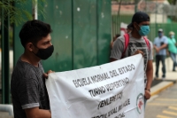 Martes 4 de agosto del 2020. Tuxtla Gutiérrez. Estudiantes normalistas protestan en las instalaciones de la Secretaría de Educación de Chiapas