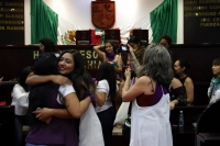 Domingo 3 de marzo del 2019. Tuxtla Gutiérrez. Grupos de mujeres feministas en la sesión extraordinaria del congreso de Chiapas, donde se aprueba por unanimidad los temas referentes a la Guardia Nacional y la penalización de los delitos sexuales-digitales