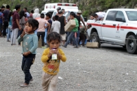 Viernes 23 de noviembre del 2018. Los niños desplazados de Chiapas durante la caravana ««Pies Cansados»» en el tramo carretero entre San Cristóbal de las Casas y Tuxtla Gutiérrrez