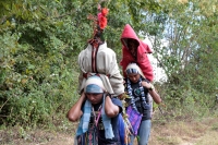 Martes 19 de diciembre del 2017. Zinacatan, Chiapas. Los Floreros continúan con el recorrido de recolección de la Flor de Niluyarilo en las comunidades de la región de Los Altos de Chiapas continuando con el regreso hacia Chiapa de Corzo y Villa de íc