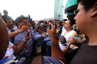 Lunes 23de julio del 2018. Tuxtla Gutiérrez. Los periodistas afectados por el despido en el periódico Noticias, Voz e imagen de Chiapas en conferencia de prensa antes de interponer una denuncia en la CEDH por la omisión de la Junta de Conciliación y A