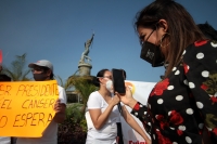 Lunes 3 de agosto del 2020. Tuxtla Gutiérrez. Al inicio de la marcha de padres de niños con cáncer esta mañana en el hospital Pediátrico de Chiapas hacia la Glorieta de la Diana