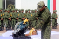 Miércoles 26 de julio del 2017. Tuxtla Gutiérrez. Autoridades castrenses de Chiapas y Tabasco en las instalaciones del 20 Batallón de Infantería dan inicio a la ceremonia de destrucción de armamento decomisado en diferentes operativos judiciales en el sur