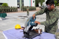 Miércoles 26 de julio del 2017. Tuxtla Gutiérrez. Autoridades castrenses de Chiapas y Tabasco en las instalaciones del 20 Batallón de Infantería dan inicio a la ceremonia de destrucción de armamento decomisado en diferentes operativos judiciales en el sur