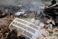 Lunes 25 de julio. Marcas en las paredes y la vieja estructura inmobiliaria de un antiguo balneario y centro de espectáculos para adultos se mantienen en la Finca Pitiquito que hasta hace algunos días fuera la principal Casa de Arraigo en el estado de Chi