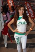 Martes 1 de mayo del 2012. Las atractivas animadoras de los patrocinadores del equipo Jaguares de Chiapas nos muestran su carisma siempre en apoyo del equipo local.