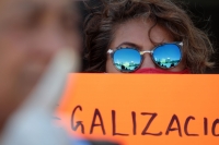 Viernes 14 de agosto del 2020. Tuxtla Gutiérrez. Grupos de Telesecundaria protestan este medio día en la entrada del edificio del Gobierno chiapaneco