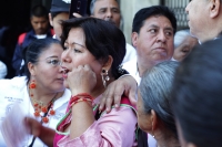 Lunes 28 de enero del 201|9. Tuxtla Gutiérrez. Vendedoras ambulantes registradas en el ayuntamiento tuxtleco protestan en el congreso local por los desalojos en el primer cuadro de la ciudad.