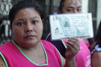Lunes 28 de enero del 201|9. Tuxtla Gutiérrez. Vendedoras ambulantes registradas en el ayuntamiento tuxtleco protestan en el congreso local por los desalojos en el primer cuadro de la ciudad.