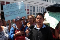Martes 18 de junio del 2019. Tuxtla Gutiérrez. Estudiantes del plantel 13 del Cobach protestan impidiendo la salida de los trabajadores de la Secretaria del Bienestar para exigir el pago de las Becas del Bienestar Benito Juárez