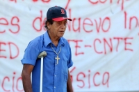 Lunes 28 de agosto del 2017. Tuxtla Gutiérrez. Continúan las protestas de los maestros que tienen adeudos con la administración chiapaneca en plena plaza central de la ciudad.