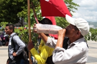 Martes 20 de agosto del 2019. Tuxtla Gutiérrez. La caravana del Movimiento en Defensa de la Vida y el Territorio llega este medio día a la Plaza Central donde protestan las diferentes organizaciones sociales que conforman esta agrupación