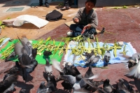 Domingo 1 de abril del 2012. Los vendedores indígenas llegan a las entradas de la catedral de San Marcos para realizar la vendimia de los ramos de palmas.