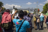 Viernes 1 de marzo del 2019. Tuxtla Gutiérrez. Aspectos de la marcha magisterial esta mañana donde los maestros protestan por la política educativa de AMLO y exigiendo la renuncia de la Secretaria de Educación en Chiapas.