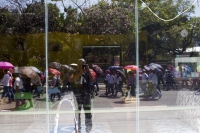 Viernes 1 de marzo del 2019. Tuxtla Gutiérrez. Aspectos de la marcha magisterial esta mañana donde los maestros protestan por la política educativa de AMLO y exigiendo la renuncia de la Secretaria de Educación en Chiapas.
