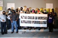 20220125. Tuxtla G. Durante la Jornada Nacional de Protesta por la Muerte de Periodistas.
