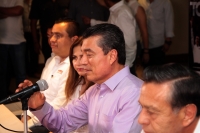 Domingo uno de julio del 2018. Tuxtla Gutiérrez. Conferencia de Rutilio Escandón Cadena al termino del proceso electoral donde se elige al nuevo presidente de México, Gobernador y representantes Chiapanecos.
