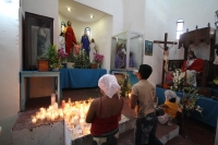 Quitan figuras de la Santa Muerte en la parroquia de San Pascualito.