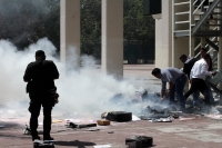 Lunes 11 de febrero del 2019 Tuxtla Gutiérrez. Cuantiosos daños en equipo y papelería en el departamento jurídico de la Secretaria de Educación de Chiapas durante los actos vandálicos de este medio día.