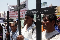 Jueves 26 de marzo del 2015. Tuxtla Gutiérrez. El Sacerdote Marcelo Pérez, párroco de Simojovel, al término de la peregrinación de 4 días por la paz que realiza el pueblo creyente y organizaciones sociales hacia la capital de de Chiapas